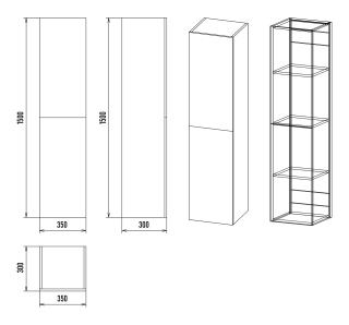 Подвесной шкаф - пенал Misty Ненси 35см универсальный белый